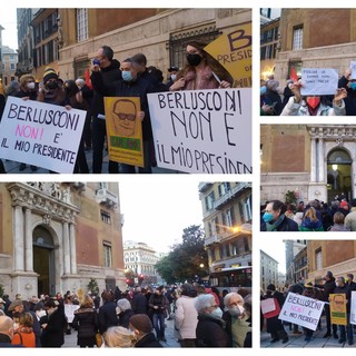 Un centinaio in piazza contro l'ipotesi Berlusconi presidente della Repubblica, Sansa: &quot;Dopo trent'anni si parla ancora di lui&quot; (FOTO e VIDEO)