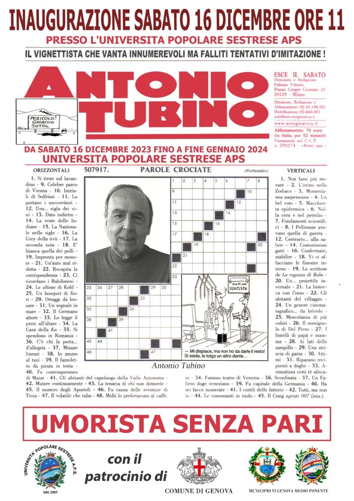 La sua Sestri rende omaggio a Tubino, indimenticabile vignettista della Settimana Enigmistica