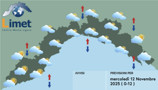 Meteo, nuvole e qualche piovasco sul centro-levante, più soleggiato a ponente