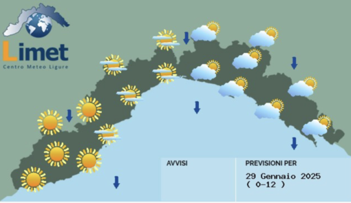 Meteo, cieli sereni o poco nuvolosi sulla Liguria