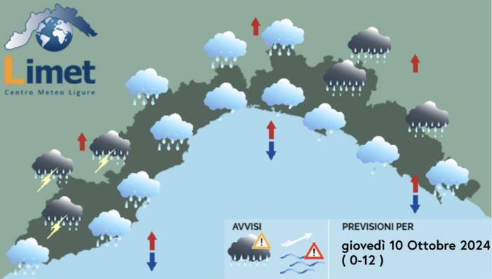 Meteo, ancora maltempo su tutta la Liguria per il passaggio di un nuovo fronte