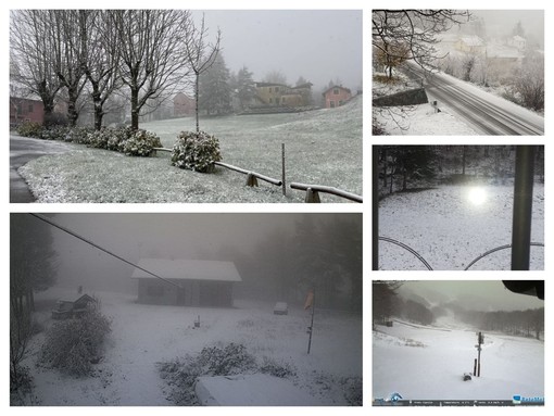Nevica nell'entroterra, spopolano le foto dei paesaggi imbiancati