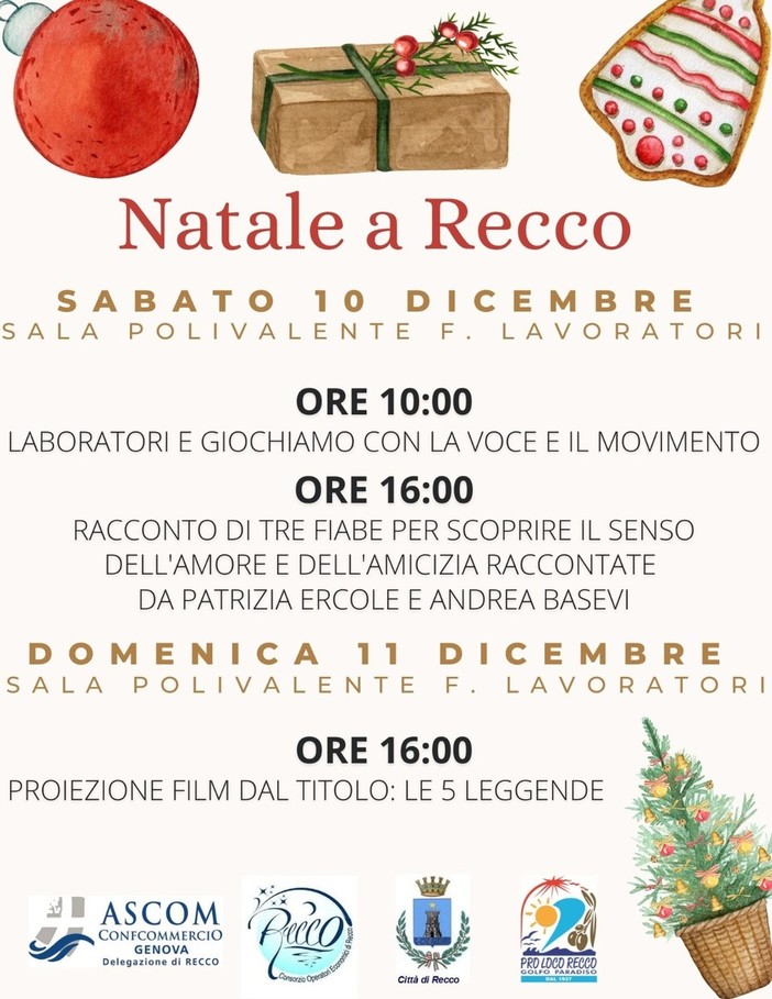 Recco, il programma del week end del Natale dei Bambini