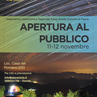 L'11 e 12 novembre torna ad aprire l'Osservatorio Astronomico Regionale nel Parco dell'Angola