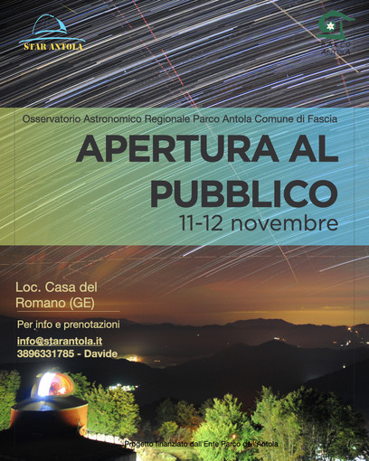 L'11 e 12 novembre torna ad aprire l'Osservatorio Astronomico Regionale nel Parco dell'Angola L'11 e 12 novembre torna ad aprire l'Osservatorio Astronomico Regionale nel Parco dell'Angola