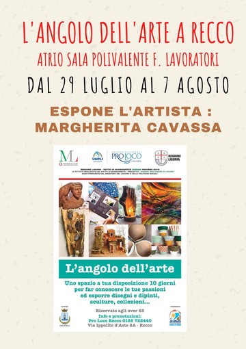 L'angolo dell'arte, a Recco esposte le opere di Margherita Cavassa L'angolo dell'arte, a Recco esposte le opere di Margherita Cavassa