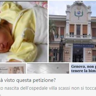 &quot;No alla chiusura del punto nascite a Villa Scassi&quot;, la petizione sfiora le 2500 firme e si prepara una manifestazione davanti all'ospedale