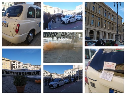 Taxi, la protesta arriva in piazza De Ferrari, "Adesione del 100%" (FOTO e VIDEO) Taxi, la protesta arriva in piazza De Ferrari, "Adesione del 100%" (FOTO e VIDEO)
