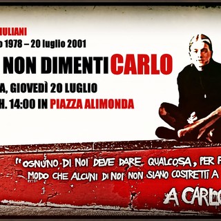 'Per non dimentiCarlo', dalle 14.30 in piazza Alimonda musica e parole per ricordare Carlo Giuliani