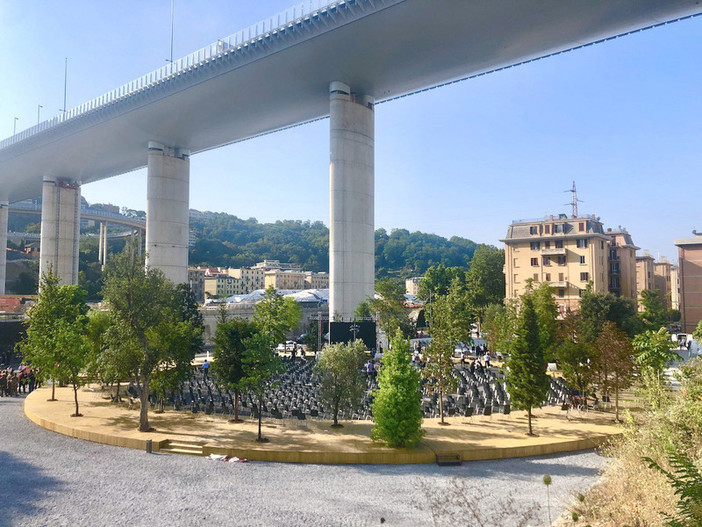 Ponte San Giorgio, oggi l'allestimento del cantiere del Memoriale Ponte San Giorgio, oggi l'allestimento del cantiere del Memoriale