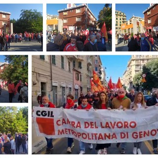 Attacco alla Cgil, questa mattina presidio e corteo dalla storica sede di Cornigliano: "I partiti di estrema destra vanno sciolti" (FOTO e VIDEO)