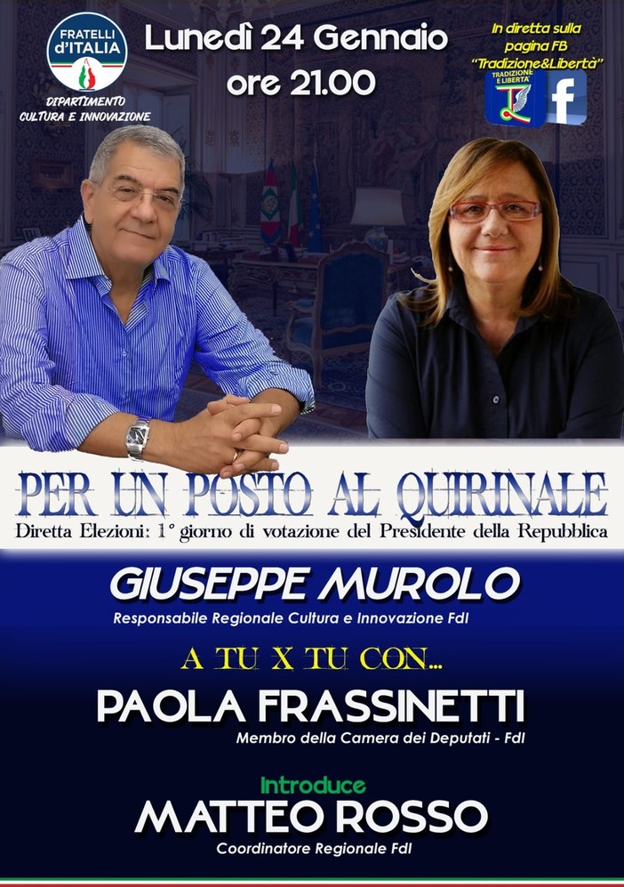 Quirinale, Murolo (Fdi): "Ci meritiamo un presidente patriota"