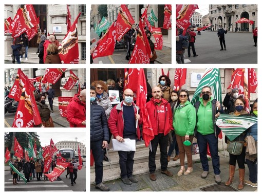 "Stipendi da 600 euro ridotti della metà" scatta la protesta degli addetti alle pulizie dell'Agenzia delle Entrate (Foto e Video)