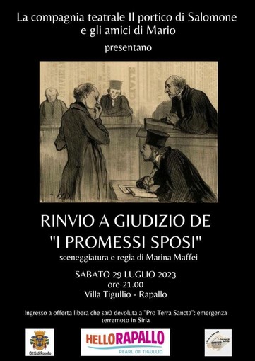 "Rinvio a giudizio dei Promessi Sposi", sabato nel teatro di Villa Tigullio a Rapallo lo spettacolo della Compagnia "Il portico di Salomone"