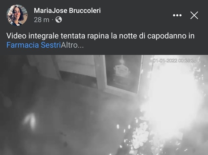 Tentata rapina con esplosivo la notte di Capodanno alla farmacia Sestri (VIDEO)