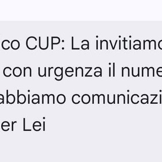 Falsi sms a nome del Cup, l’allarme della Regione: “Non rispondete e non richiamate quei numeri” Falsi sms a nome del Cup, l’allarme della Regione: “Non rispondete e non richiamate quei numeri”