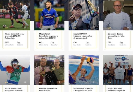 Sanabria, Tonelli e tanto azzurro nell’ultima asta di Stelle nello Sport per la Gigi Ghirotti Onlus