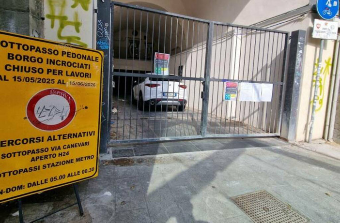Sottopasso di Borgo Incrociati, riapertura confermata il 15 giugno: sarà aperto dalle 7 alle 21