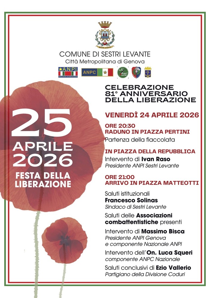 Sestri Levante celebra l'81° anniversario della Liberazione
