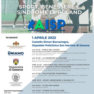 “Sport, Benessere e Sindrome di Poland”, il 1° aprile l'evento al Castello Simon Boccanegra