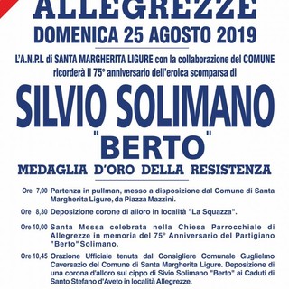 Santa Margherita Ligure, domenica ad Allegrezze la commemorazione del partigiano Berto