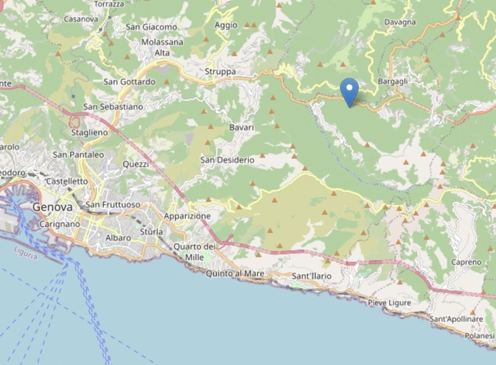 Scossa di terremoto 4.2 a Bargagli, avvertita anche a Genova, nel savonese e nel levante