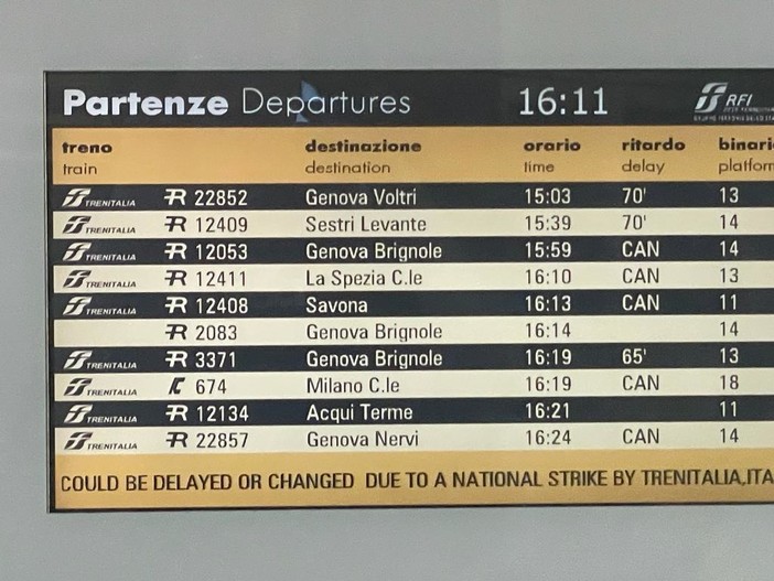 Cancellazioni e ritardi fino a 70 minuti: giovedì nero per il trasporto ferroviario ligure Cancellazioni e ritardi fino a 70 minuti: giovedì nero per il trasporto ferroviario ligure