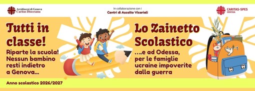 La Caritas di Genova rilancia "Tutti in classe!" e "Lo Zainetto Scolastico" per aiutare le famiglie con le spese scolastiche La Caritas di Genova rilancia "Tutti in classe!" e "Lo Zainetto Scolastico" per aiutare le famiglie con le spese scolastiche