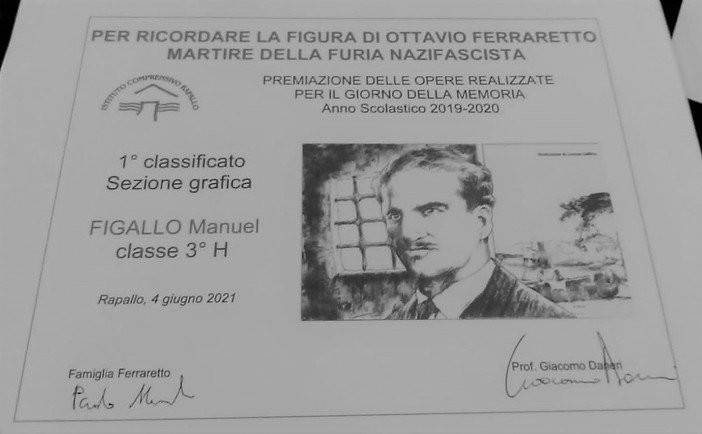 Consegnate presso la scuola di Rapallo le borse di studio in ricordo di Ottavio Ferraretto, antifascista rapallese  fucilato a Cherasco