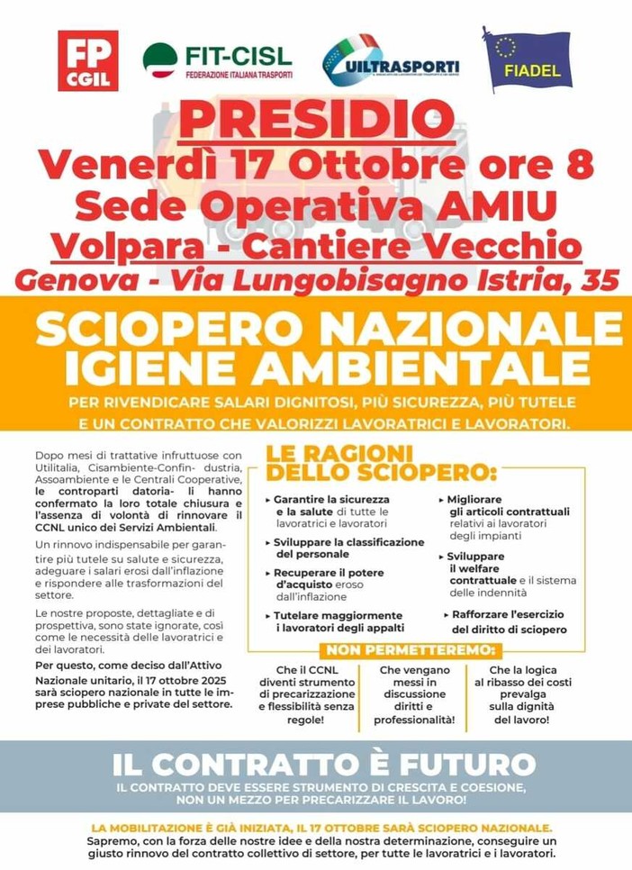 Igiene ambientale in sciopero il 17 ottobre: contratto scaduto da un anno Igiene ambientale in sciopero il 17 ottobre: contratto scaduto da un anno