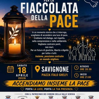 Valle Scrivia unita per la pace: una fiaccolata contro l'orrore delle guerre