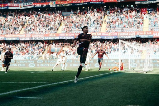 L'esultanza di Vasquez (foto Genoa CFC - Tano Press)