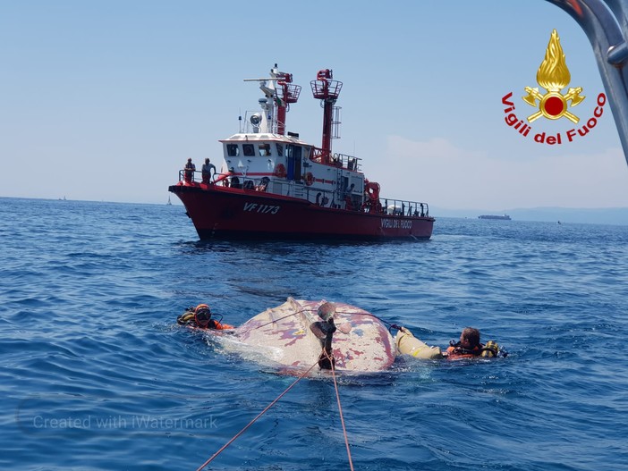 Recuperato relitto galleggiante a largo di Quinto dai vigili del fuoco (FOTO) Recuperato relitto galleggiante a largo di Quinto dai vigili del fuoco (FOTO)