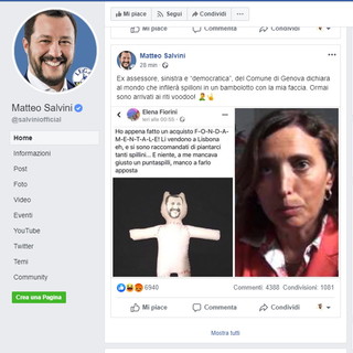Salvini contro l'ex assessore Fiorini per un post ironico su Facebook
