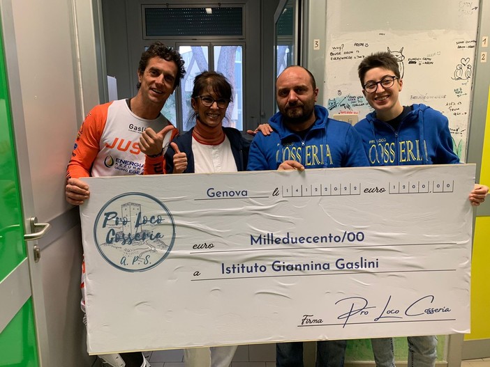 Il grande cuore di Cosseria batte per i piccoli pazienti del Gaslini: donati oltre mille euro Il grande cuore di Cosseria batte per i piccoli pazienti del Gaslini: donati oltre mille euro