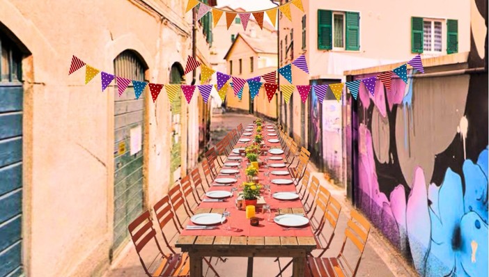 Trenta metri di storie, sapori e tradizioni: a Sestri Ponente si apparecchia una lunga tavolata per il 'pranzo di comunità'