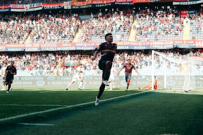 L'esultanza di Vasquez (foto Genoa CFC - Tano Press)