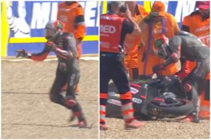 Bezzecchi, caduta e furia in gara Sprint del Gp Repubblica Ceca