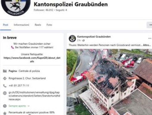 Svizzera, incendio in un condominio a Thusis: due morti e diversi dispersi Svizzera, incendio in un condominio a Thusis: due morti e diversi dispersi