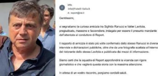Ranucci, Fratelli d'Italia scrive a Report: "Segnaliamo curiosa amicizia con Lavitola" Ranucci, Fratelli d'Italia scrive a Report: "Segnaliamo curiosa amicizia con Lavitola"