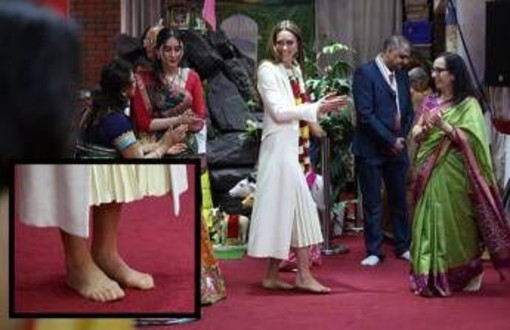 Kate rompe il protocollo e balla a piedi nudi per la festa indù