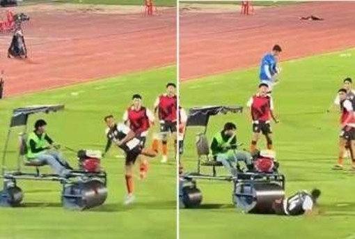 Calciatore investito in campo, l'incidente da brividi